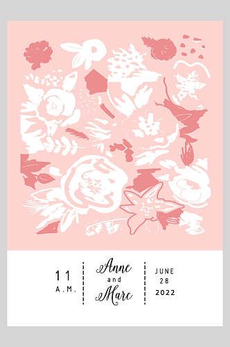 粉色矢量手绘花卉海报