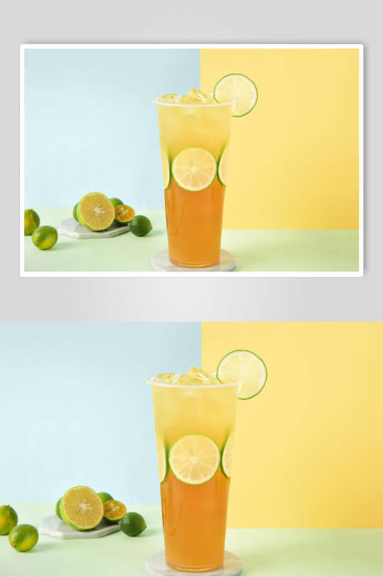 创意青柠香水柠檬清新奶茶果汁图片