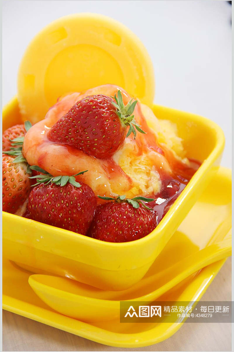 新鲜草莓果酱水果捞图片素材