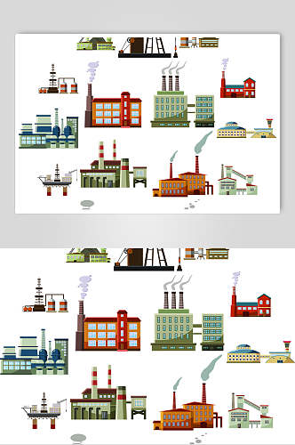 卡通工厂建筑矢量素材