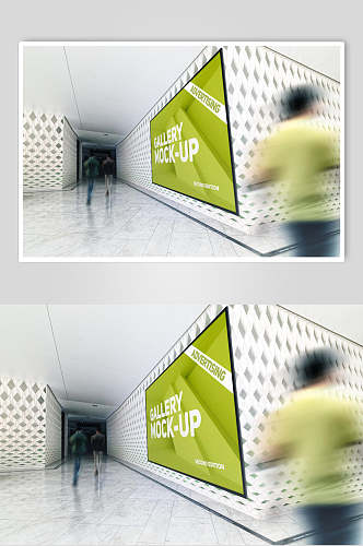 绿色英文墙壁创意高端广告牌样机