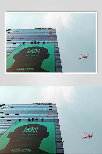 黑绿飞机城市创意高端广告牌样机