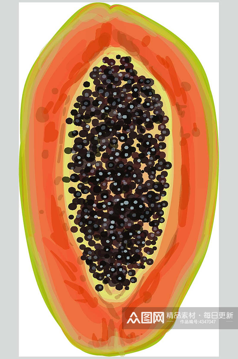 木瓜手绘水果矢量素材素材