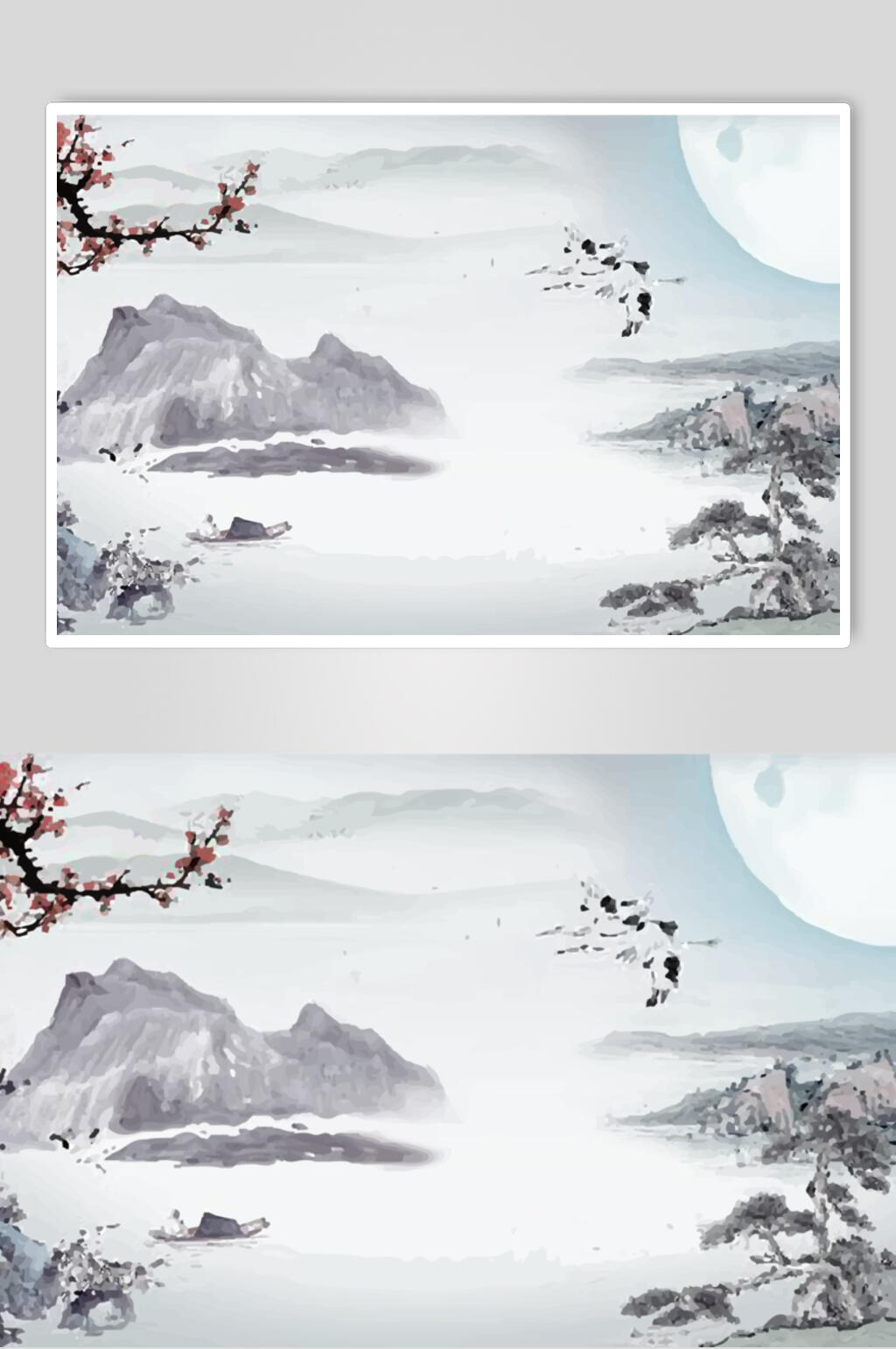 水墨春季风山水矢量素材素材