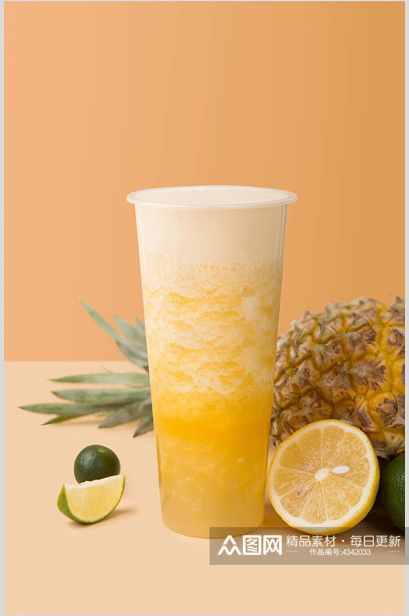 柠檬菠萝奶茶图片素材