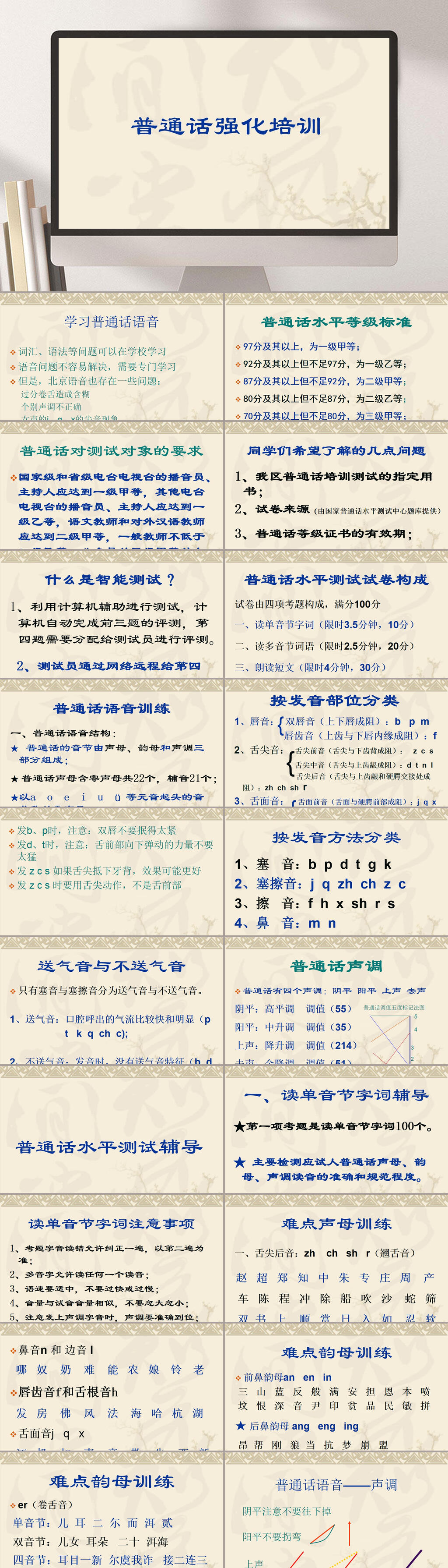 黄色文字创意大气普通话推广PPT素材
