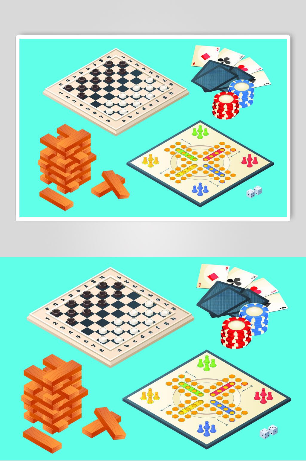 清新棋牌游戏矢量设计素材素材