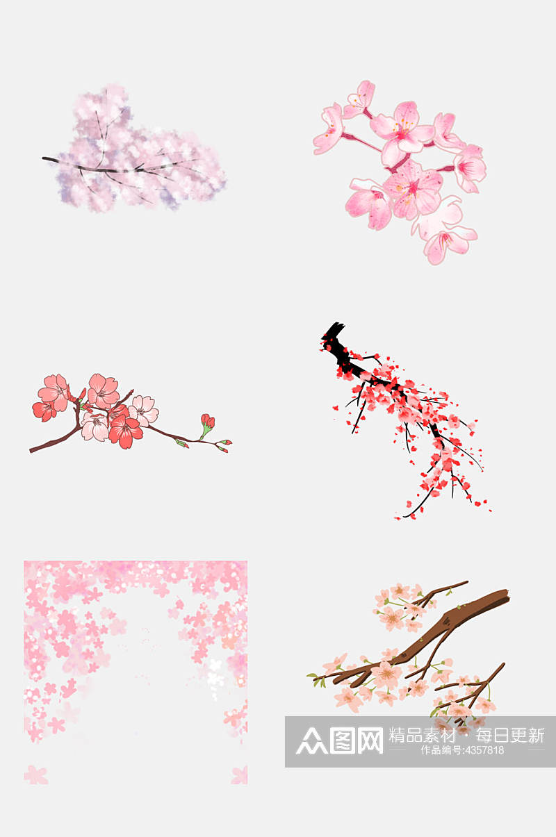 粉色创意唯美樱花免抠素材素材