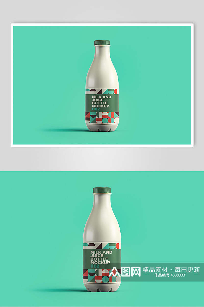 瓶子阴影创意高端绿色饮料瓶样机素材