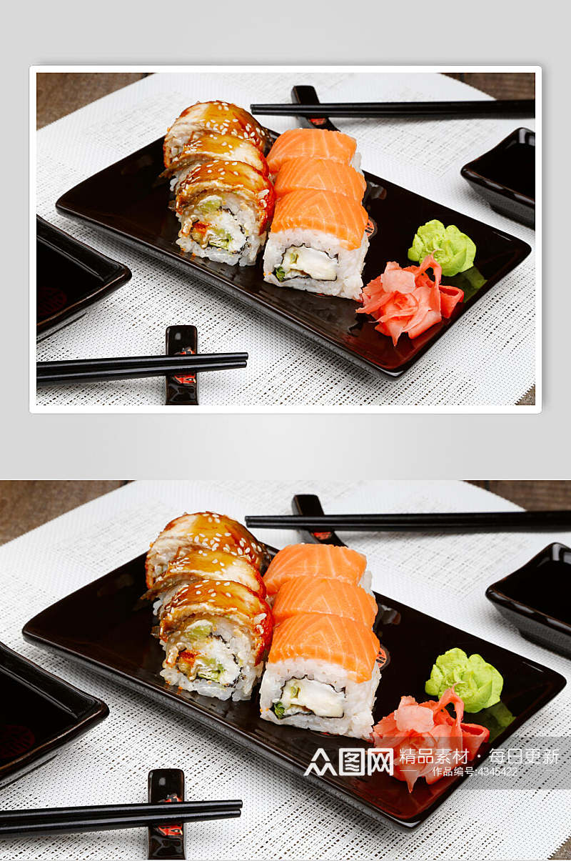 三文鱼紫菜寿司美食摄影图片素材