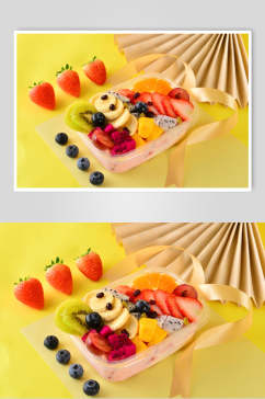 折纸精美草莓蓝莓香蕉水果捞图片