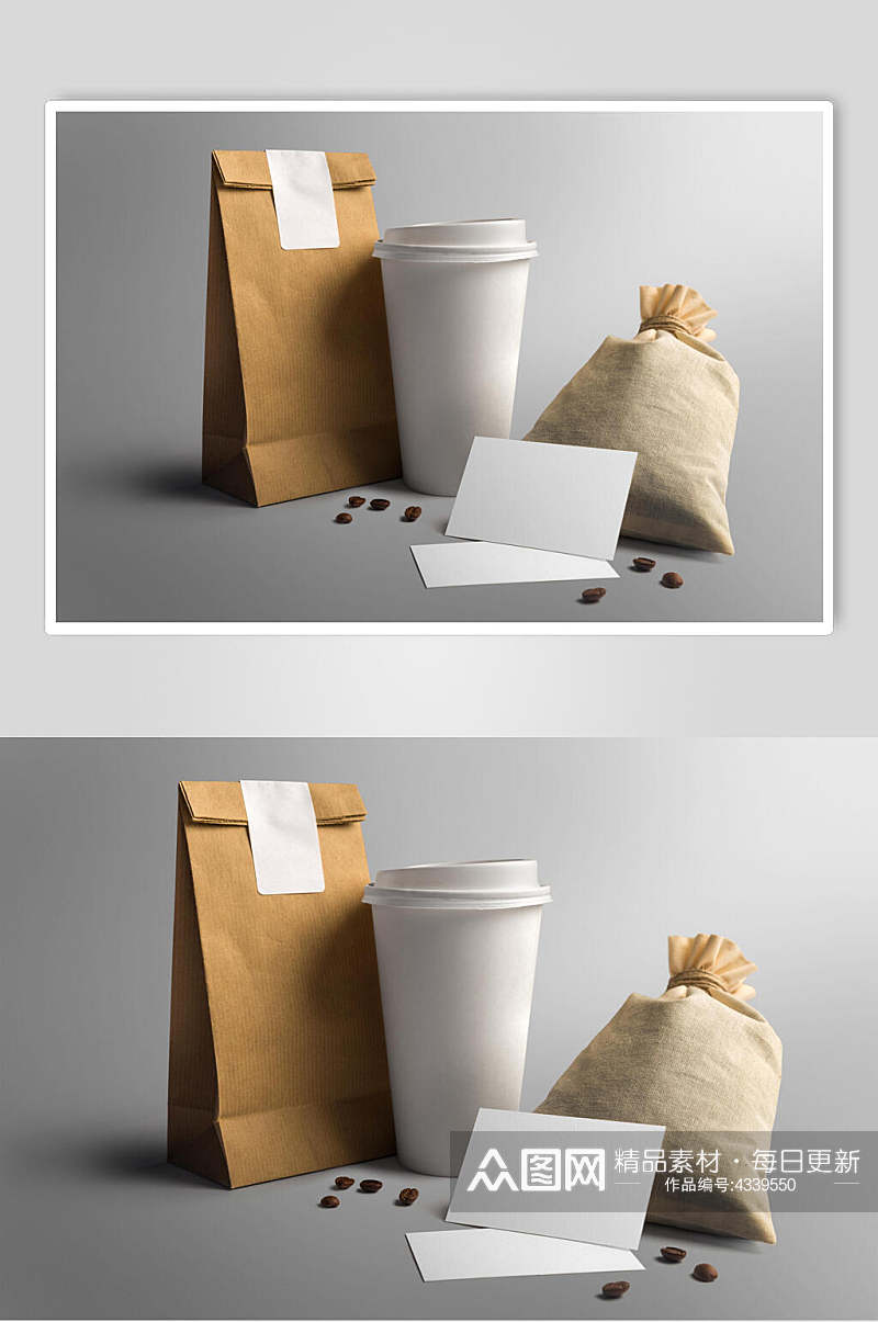 袋子杯子创意高端餐饮品牌VI样机素材