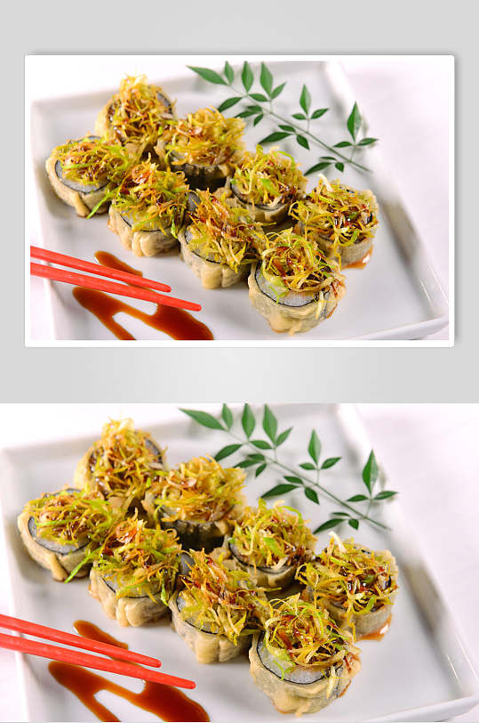 小菜丝红筷子寿司美食摄影图片