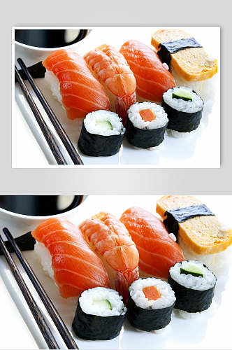 三文鱼寿司美食摄影图片