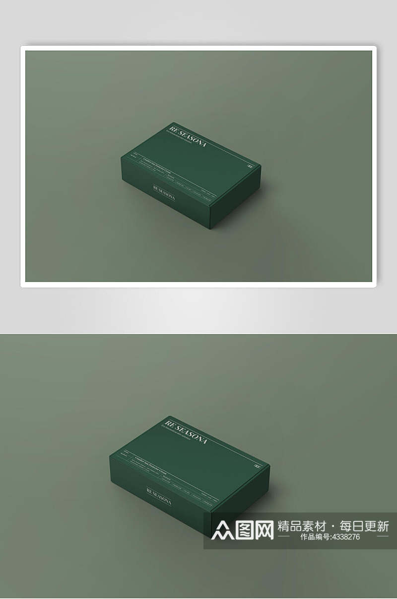 盒子侧面绿色创意正方形纸盒样机素材