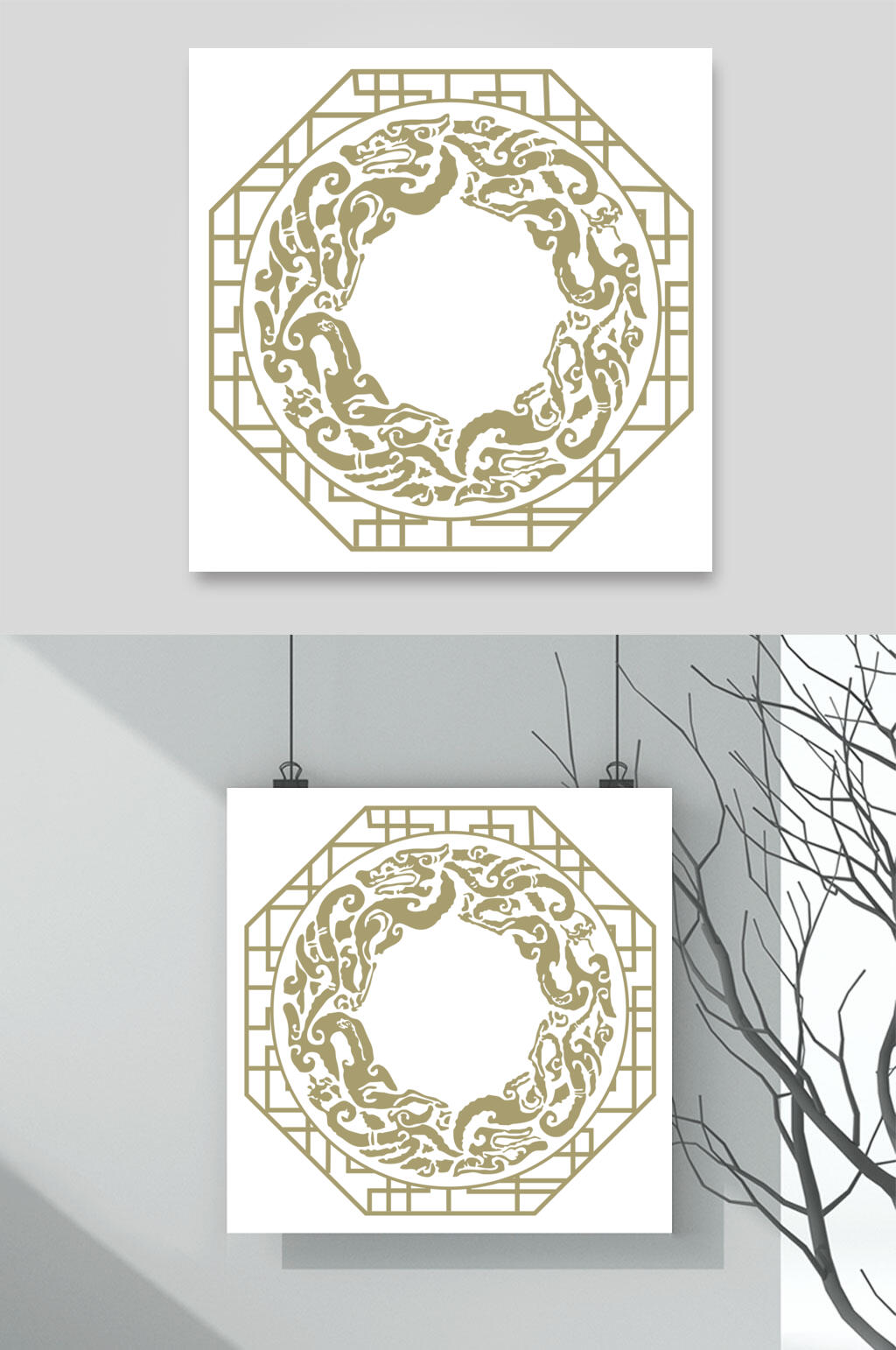 中式古典窗花矢量素材素材