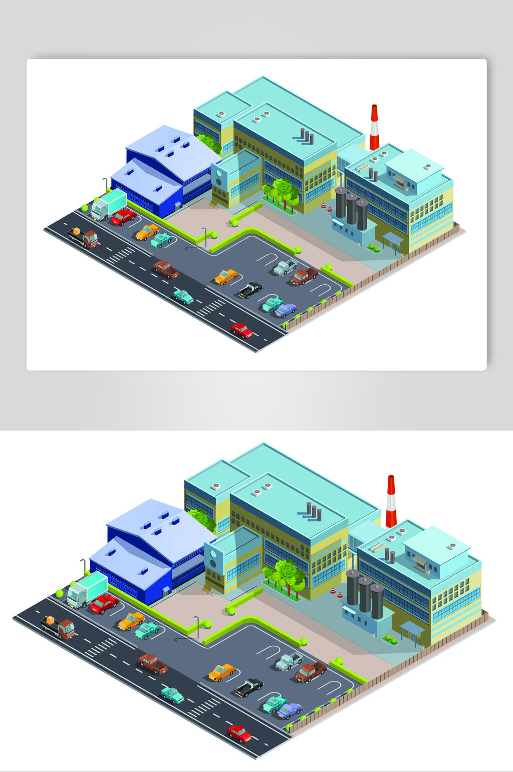 白色简约工厂建筑矢量素材素材