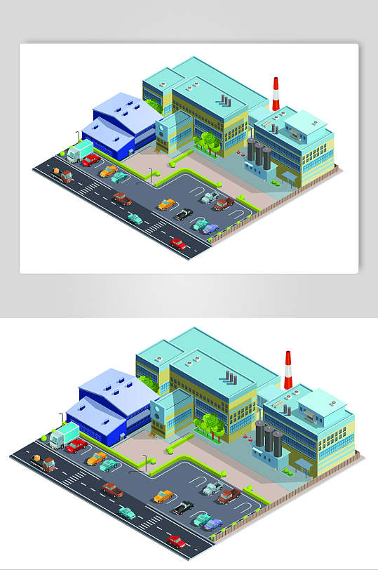 白色简约工厂建筑矢量素材