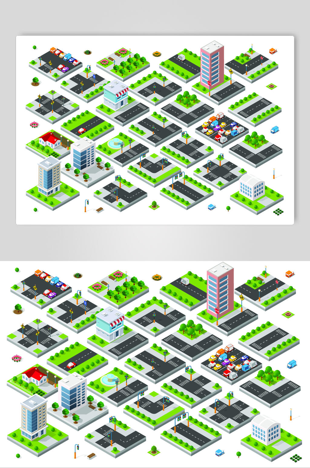 清新城市建筑矢量免抠素材素材