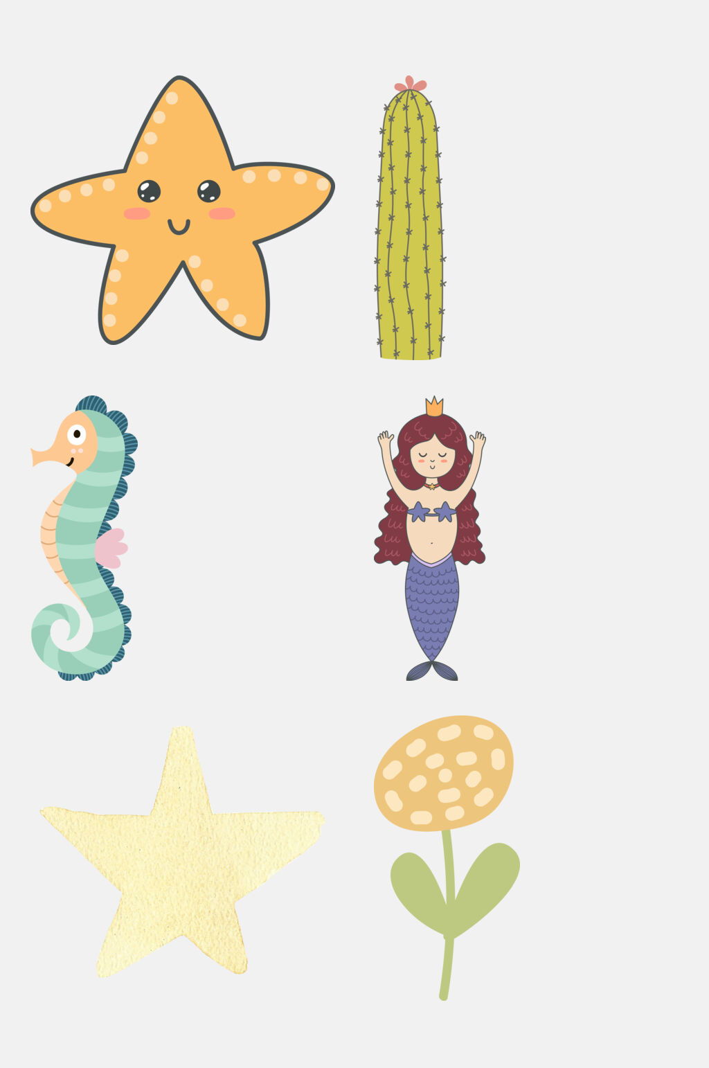卡通海马儿童动植物插画免抠素材素材