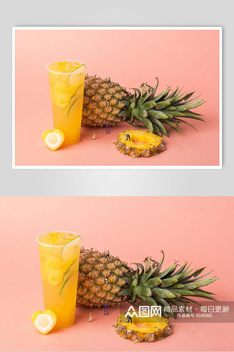 菠萝橙子清新奶茶果汁图片素材