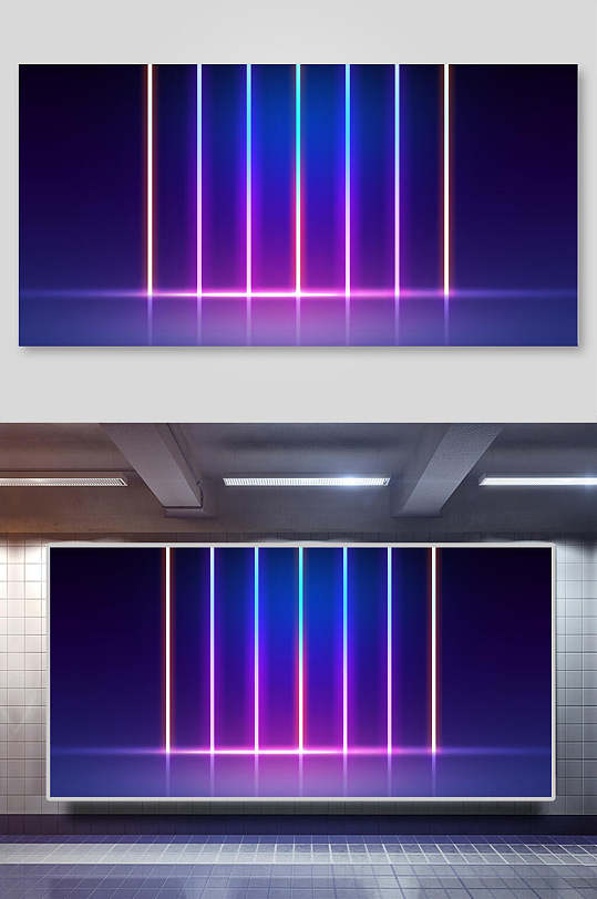 蓝紫渐变创意高端场景舞台炫光背景