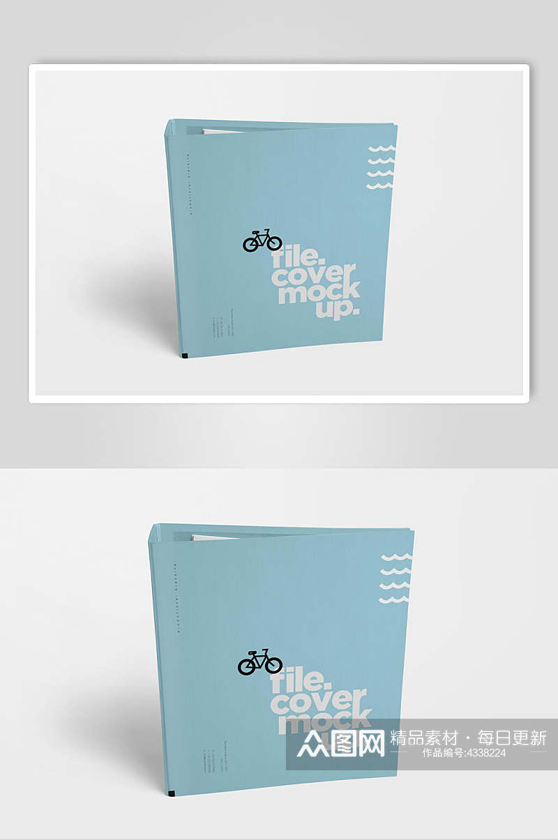 盒子蓝色英文单车简洁文创品牌样机素材