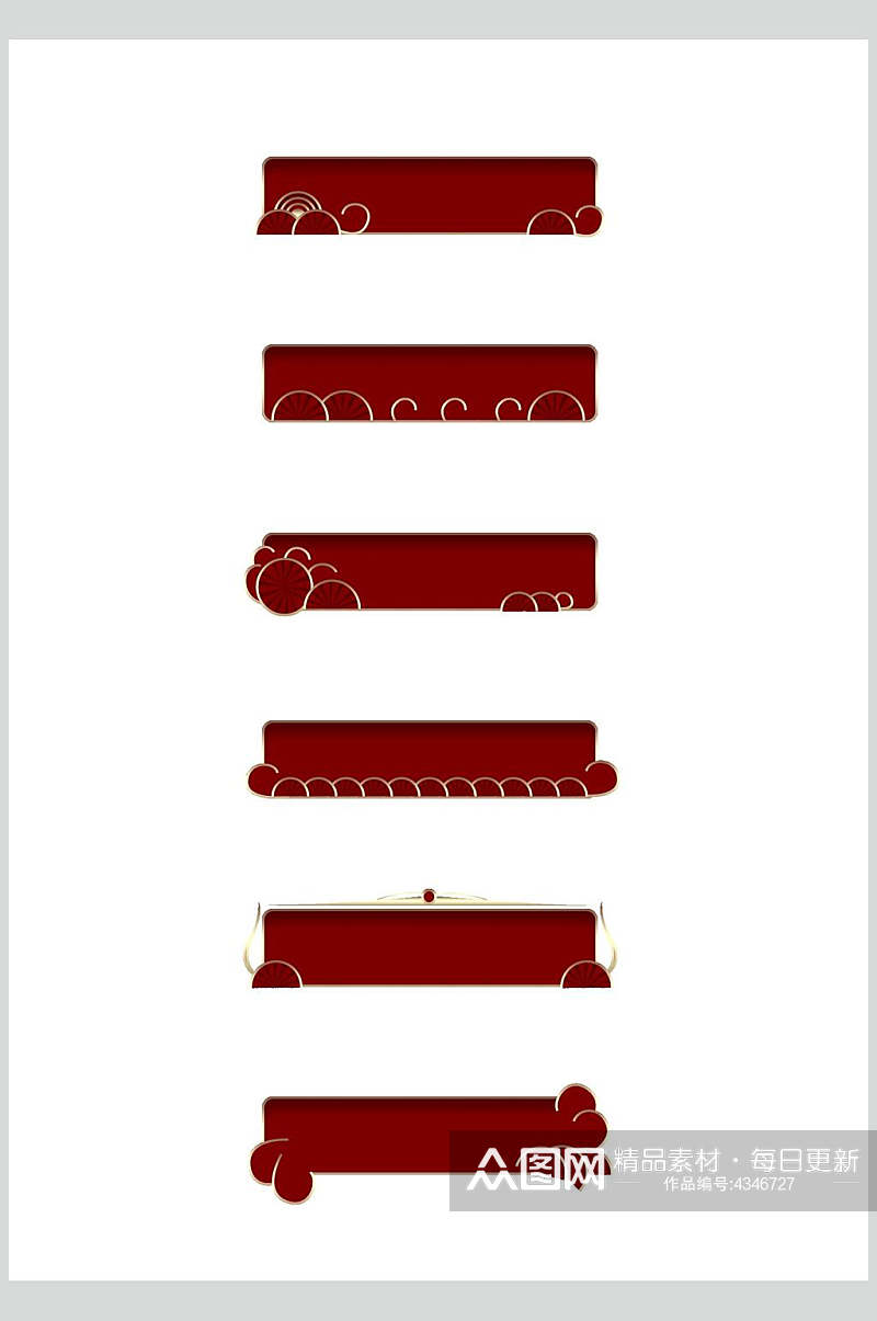红色创意时尚中国风边框标题框素材素材