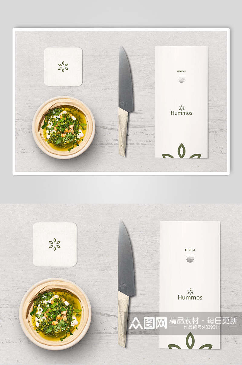 刀具纸张创意高端餐饮品牌VI样机素材