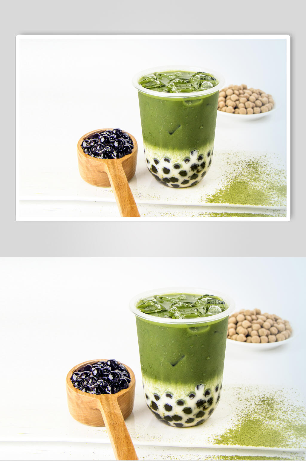 抹茶味儿黑珍珠加冰奶茶图片素材