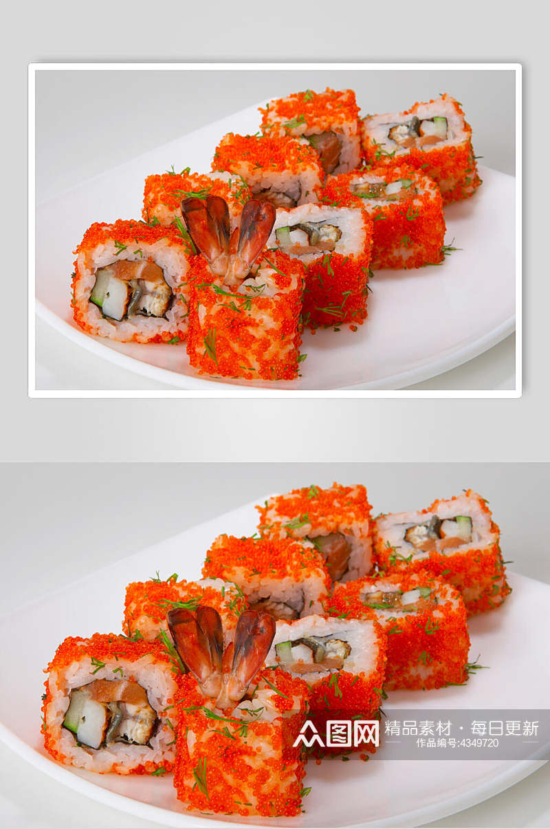鱼籽美味寿司实拍图片素材