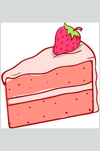草莓手绘冰淇淋素材