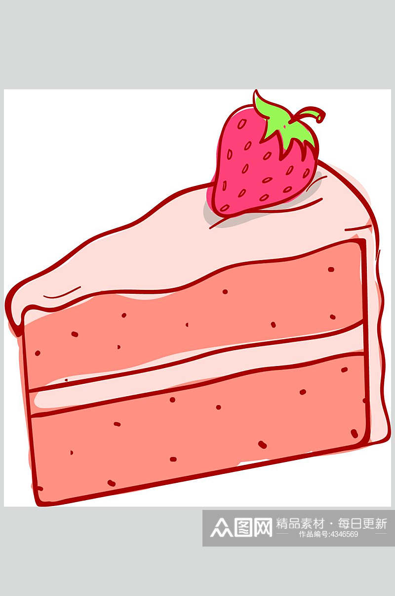 草莓手绘冰淇淋素材素材
