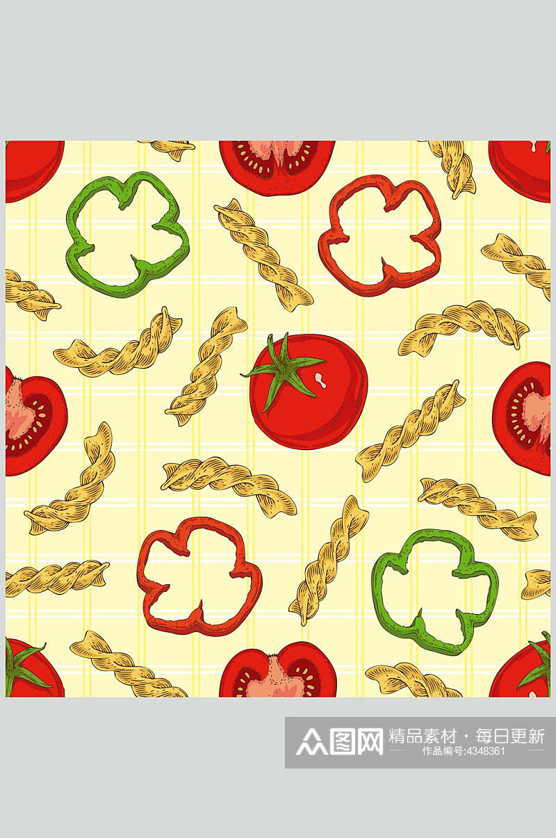 西红柿美食手绘无缝图片素材