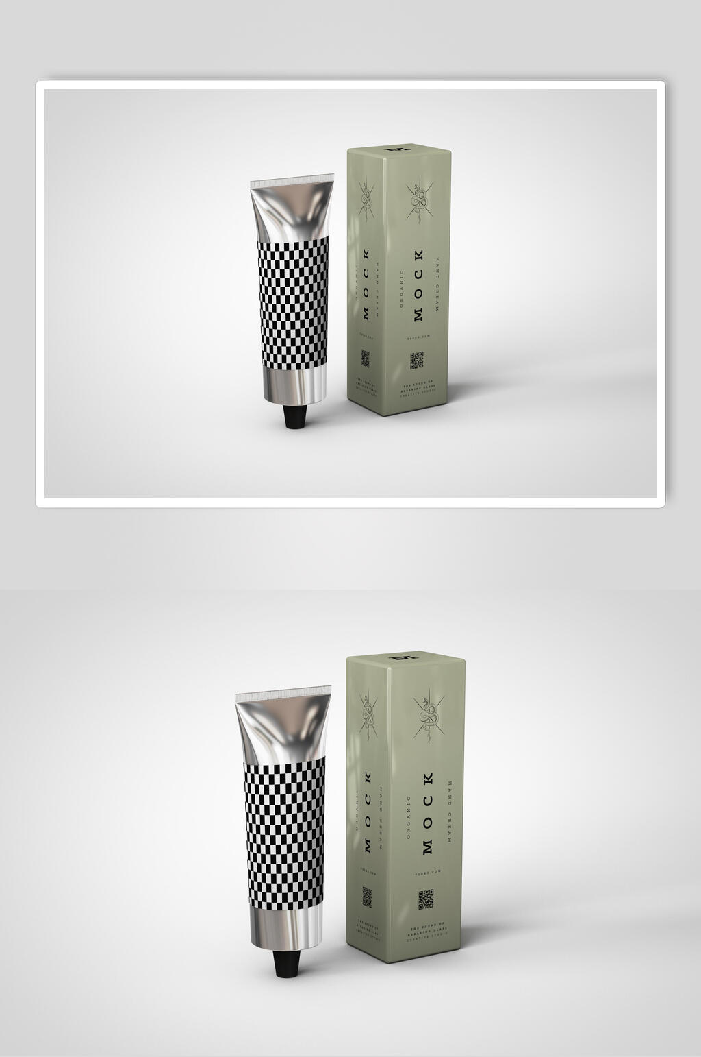 瓶子反光盒子化妆品软管包装样机素材