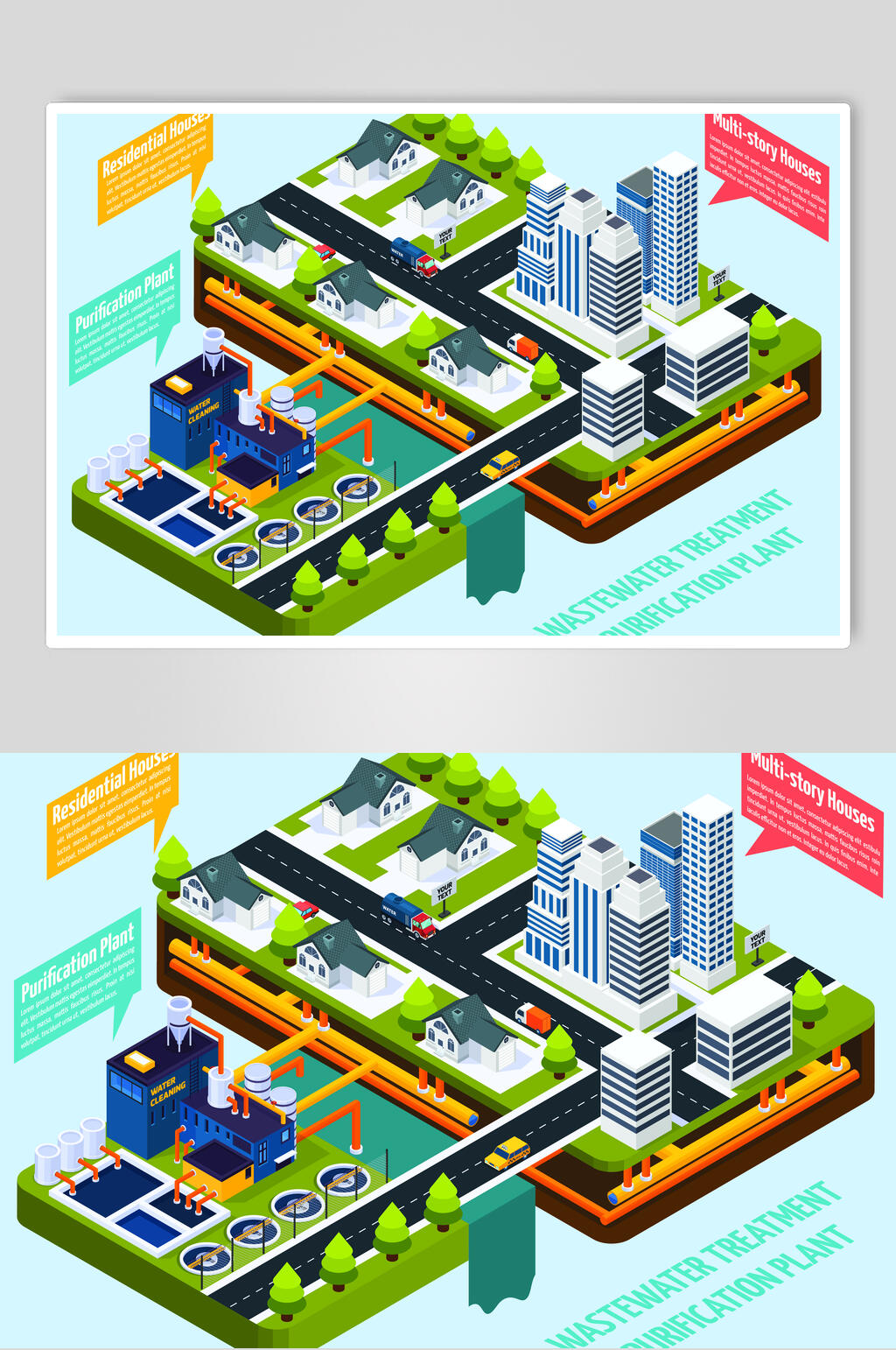 清新时尚城市建筑矢量免抠素材素材