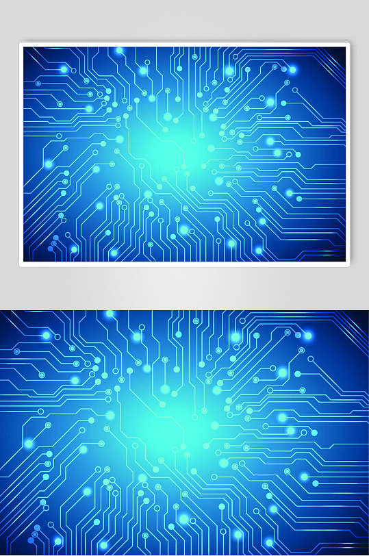 深蓝色电路科技感AI技术矢量素材