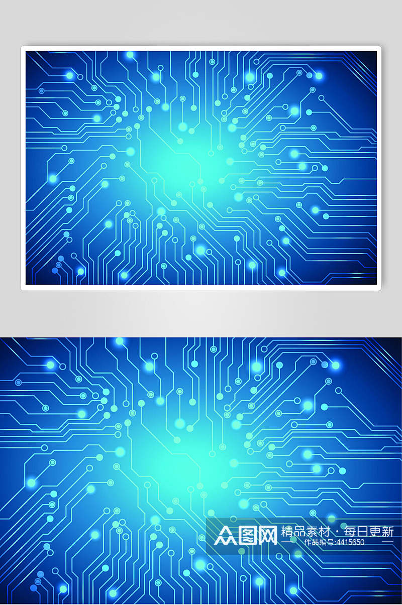 深蓝色电路科技感AI技术矢量素材素材