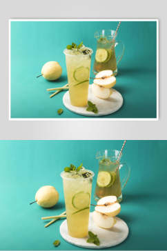 柠檬梨清新奶茶果汁图片