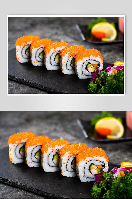 鱼子酱海苔卷米饭寿司美食摄影图片