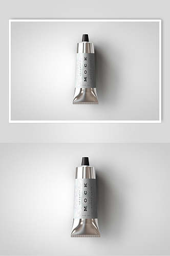 灰色反光创意化妆品软管包装样机