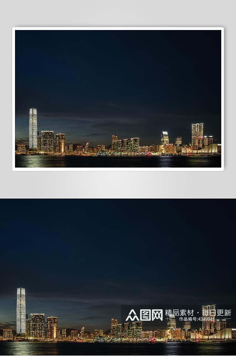 简约夜景维多利亚港口图片素材