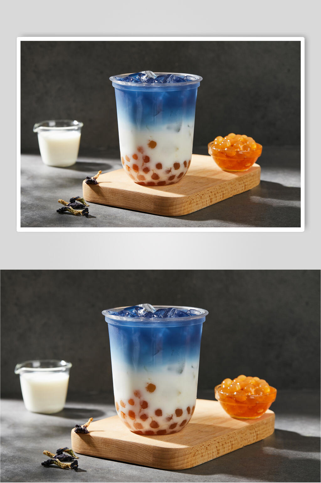 蓝色奶油奶茶图片素材