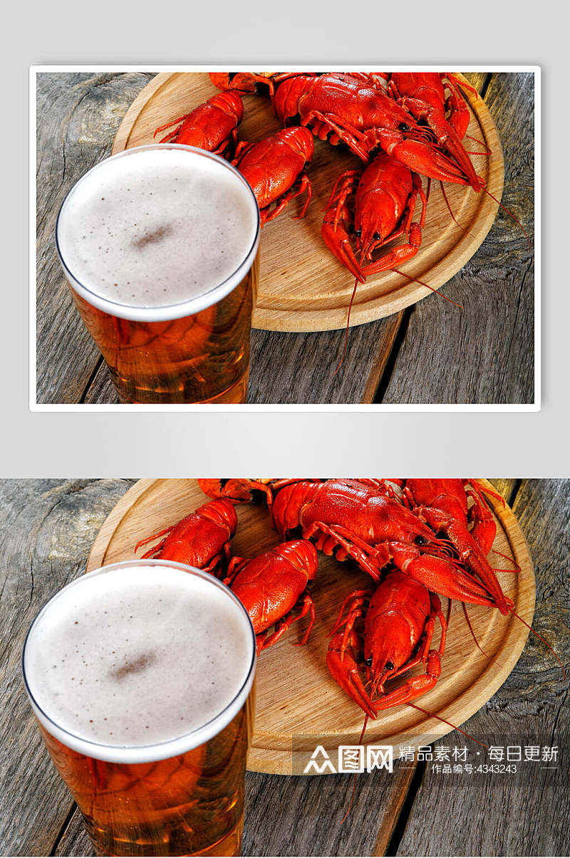 红小龙虾啤酒图片素材