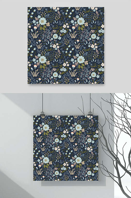 复古碎花花卉森林无缝矢量设计素材