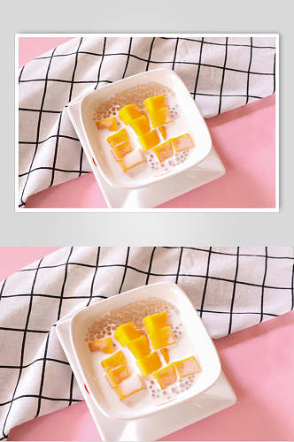 白色碗装芒果西米露水果捞图片