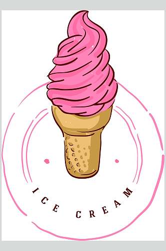 粉红色手绘冰淇淋素材