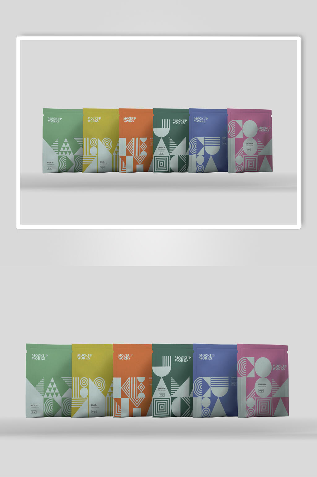彩色立体简约创意高端包装袋样机素材