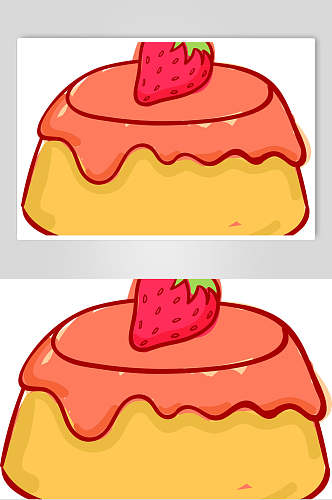 手绘草莓冰淇淋素材
