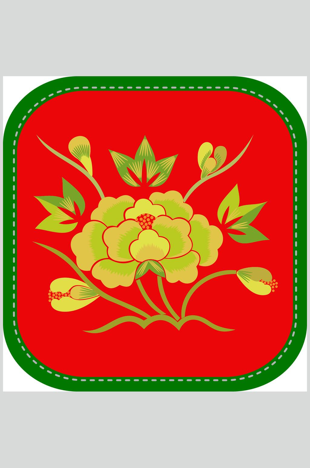 喜庆中风刺绣矢量图案素材素材